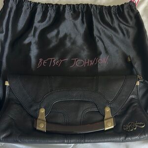Chic Black Leather Clutch with Handle